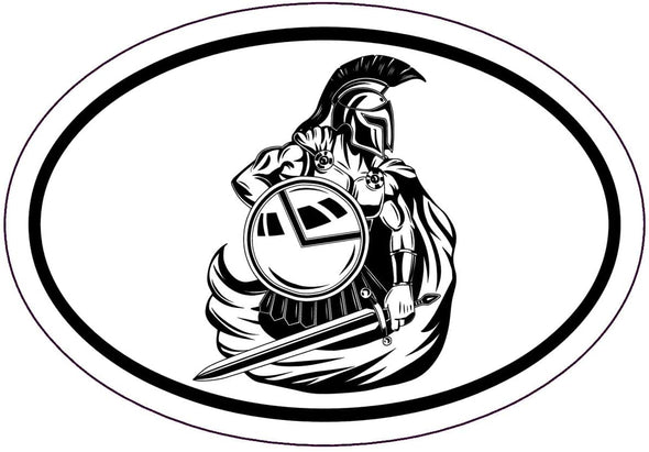 Oval Spartan Warrior Decal - Greek Sparta Bumper Sticker
