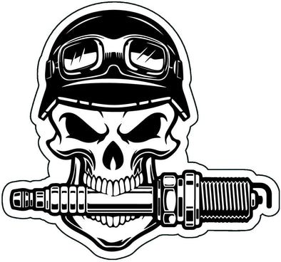 Motorcycle Skull Decal - Gear Head Bumper Sticker