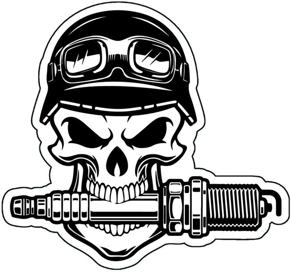 Motorcycle Skull Decal - Gear Head Bumper Sticker