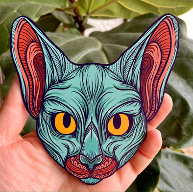 Hippy Cat Magnet - Feline Magnetic Car Decal