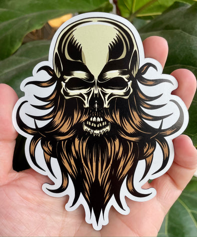 Bearded Viking Skull Magnet - Norse Magnetic Car Decal
