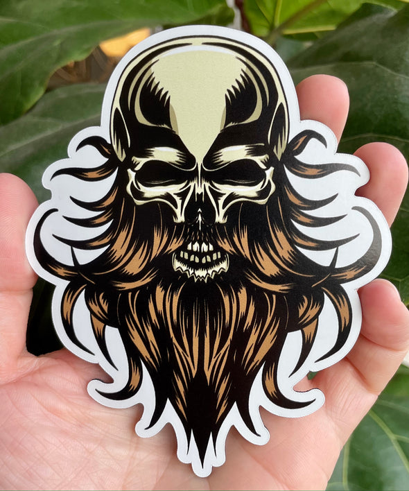 Bearded Viking Skull Magnet - Norse Magnetic Car Decal