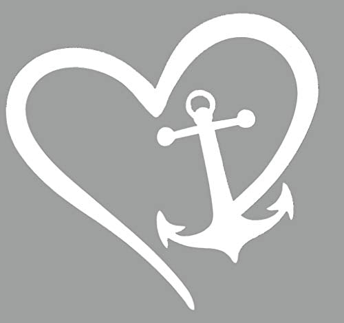 WickedGoodz Die Cut Heart Anchor Decal - Nautical Bumper Sticker - Perfect Boating Sailing Gift-WickedGoodz
