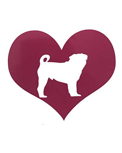 Custom Heart Pug Dog Vinyl Decal Pug Bumper Sticker-WickedGoodz