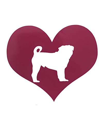 Custom Heart Pug Dog Vinyl Decal Pug Bumper Sticker-WickedGoodz
