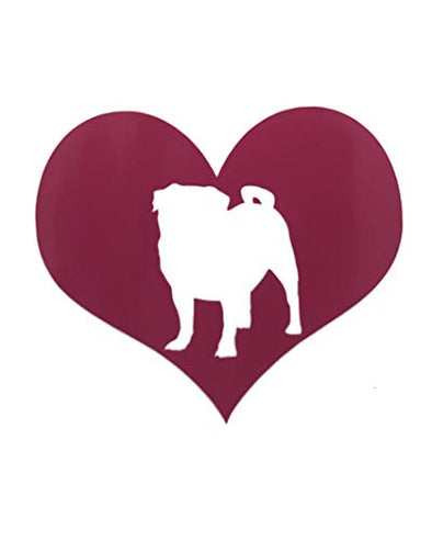 Custom Heart Pug Dog Vinyl Decal Pug Bumper Sticker-WickedGoodz