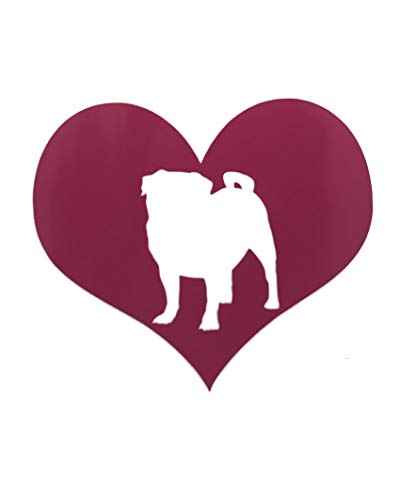 Custom Heart Pug Dog Vinyl Decal Pug Bumper Sticker-WickedGoodz
