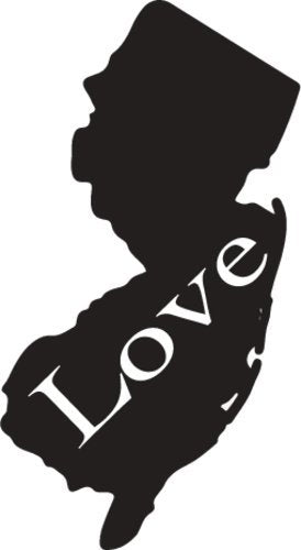 WickedGoodz Vinyl Love New Jersey Decal - State Bumper Sticker - Perfect Vacation Jersey Shore Gift-WickedGoodz