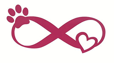 Custom Paw Print Heart Infinity Loop Vinyl Decal - Paw Print Bumper Sticker, for Tumblers, Laptops, Car Windows - Personalized Pet Lover Gift-WickedGoodz