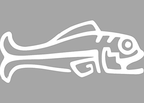 WickedGoodz White Vinyl Aztec Fish Decal - Fishing Bumper Sticker - Perfect Angler Fisherman Gift-WickedGoodz