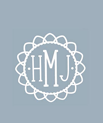 Custom Initial Monogram Vinyl Decal Bumper Sticker, for Tumblers, Laptops, Car Windows - Flower Simple Letter Design-WickedGoodz