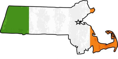 WickedGoodz Ireland Flag Massachusetts Vinyl Decal - Irish Bumper Sticker - Perfect Irish Pride Gift-WickedGoodz