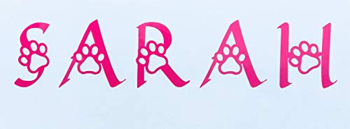 Custom Name in Paw Print Name Vinyl Decal - Personalized Bumper Sticker, for Tumblers, Laptops, Car Windows-WickedGoodz