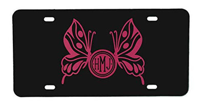 Personalized Butterfly Monogram Vanity Plate-WickedGoodz