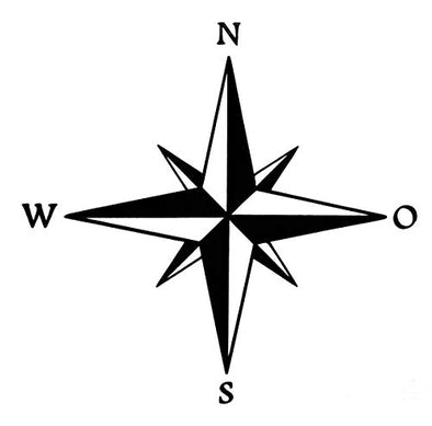 Custom Vinyl Simple Compass Rose Decal - Bumper Sticker, for Laptops or Car Windows - Orienteering, Sailing, Hiking Transfer-WickedGoodz
