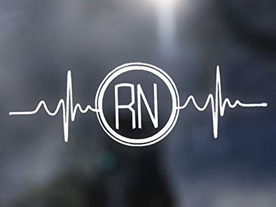 Custom Nurse Initial Monogram Vinyl Decal - Personalized Nursing Bumper Sticker, for Tumblers, Laptops, Car Windows - Heartbeat EKG ECG Pulse Design-WickedGoodz