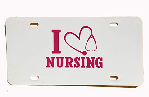 WickedGoodz Custom I Love Nursing License Plate, RN Vanity Sign, Nurse Front Auto Tag,-WickedGoodz