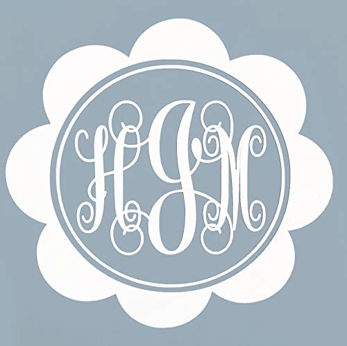 Custom Initial Monogram Vinyl Decal Bumper Sticker, for Tumblers, Laptops, Car Windows - Flower Petals Script Letter Design-WickedGoodz