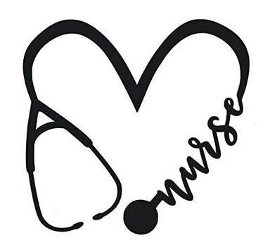 WickedGoodz Heart Stethoscope Nurse Decal - Nursing Sticker for Bumpers Cups Tumblers Windows Laptops, Perfect Rn LPN CNA Graduate Gift-WickedGoodz