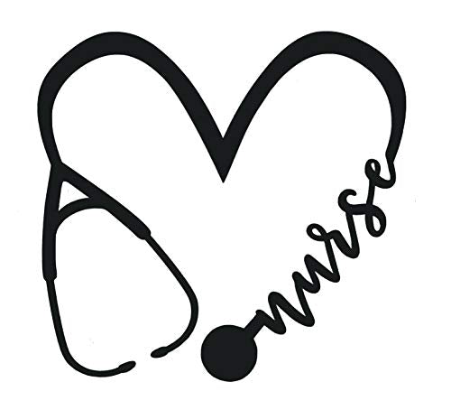 WickedGoodz Heart Stethoscope Nurse Decal - Nursing Sticker for Bumpers Cups Tumblers Windows Laptops, Perfect Rn LPN CNA Graduate Gift-WickedGoodz