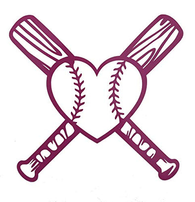 Custom Crossed Bats Baseball Heart Vinyl Decal-WickedGoodz