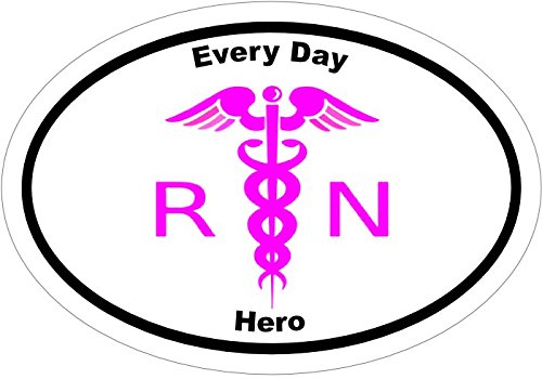 WickedGoodz Oval Vinyl Every Day Hero Nurse Decal - Caduceus Bumper Sticker - Nursing Rn LPN CNA Gift-WickedGoodz