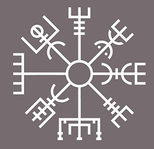 WickedGoodz White Vegvísir Viking Compass Vinyl Decal Transfer - Norse Bumper Sticker - Vegvísir Scandinavian Rune Sticker-WickedGoodz
