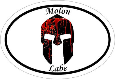 Oval Vinyl Spartan Helmet Decal - Molon Labe Bumper Sticker-WickedGoodz