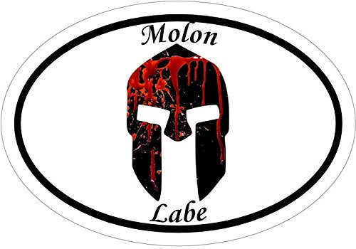 Oval Vinyl Spartan Helmet Decal - Molon Labe Bumper Sticker-WickedGoodz