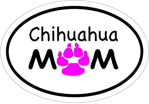 WickedGoodz Oval Pink Paw Chihuahua Mom Vinyl Window Decal - Dog Breed Bumper Sticker - Perfect Chihuahua Gift-WickedGoodz