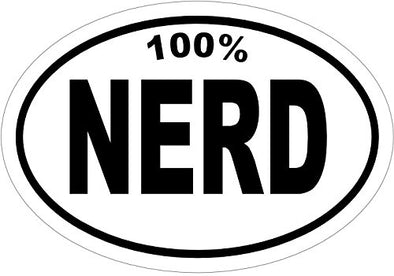 WickedGoodz Vinyl Oval 100% Nerd Decal - Funny Bumper Stickers - Perfect Gag Gift-WickedGoodz