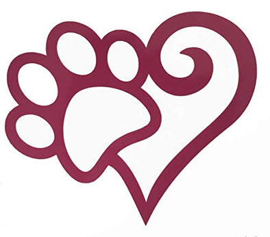 Custom Heart Shaped Pet Paw Vinyl Decal Paw Bumper Sticker-WickedGoodz