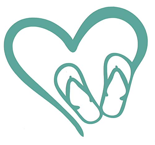 Custom Vinyl Heart Flip Flop Sandal Decal - Heart Shaped Bumper Sticker for Tumblers, Laptops, Car Windows-WickedGoodz