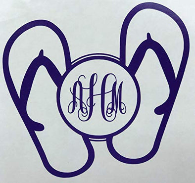 Custom Initial Monogram Decal Sandal Flip Flop Beach Design-WickedGoodz