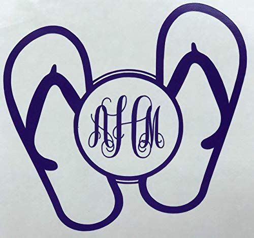 Custom Initial Monogram Decal Sandal Flip Flop Beach Design-WickedGoodz