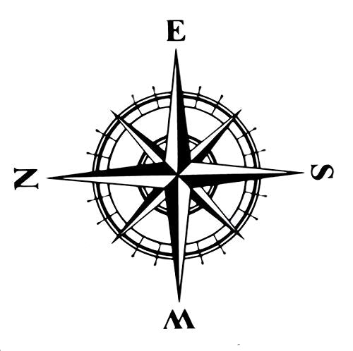 Custom Vinyl Compass Rose Decal - Bumper Sticker, for Laptops or Car Windows - Orienteering, Sailing, Hiking Transfer-WickedGoodz