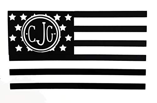 Custom Initial Monogram Decal American Flag Decal Design-WickedGoodz