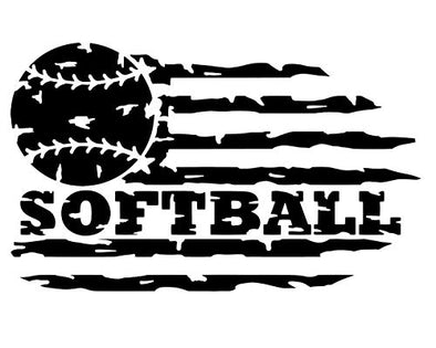 Custom Distressed Flag Softball Vinyl Decal-WickedGoodz