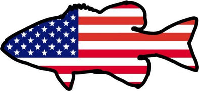 WickedGoodz Vinyl American Flag Bass Decal - Fishing Bumper Sticker - Angler Largemouth Fish Gift-WickedGoodz