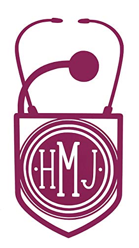 Custom Pocket Stethoscope Monogram Decal - Personalized Nurse RN Bumper Sticker, for Walls, Tumblers, Laptops, Car Windows -Perfect Nursing LPN CNA Gift-WickedGoodz