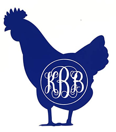 Custom Chicken Circle Monogram Vinyl Decal-WickedGoodz