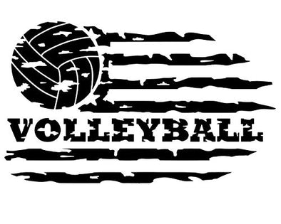 Custom Distressed Flag Volleyball Vinyl Decal-WickedGoodz