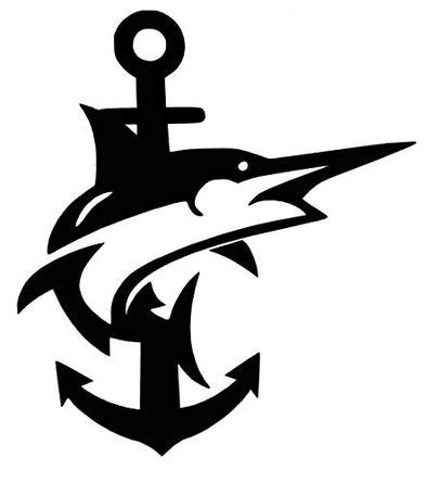 Custom Vinyl Swordfish Boat Anchor Decal, Nautical Bumper Sticker, for Tumblers, Laptops, Car Windows-WickedGoodz