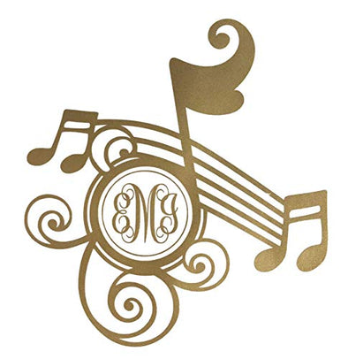 Custom Initial Monogram Vinyl Decal Sticker, for Tumblers, Laptops, Car Windows - Music Musical Notes Musician Design - Choose Size Color Letters-WickedGoodz