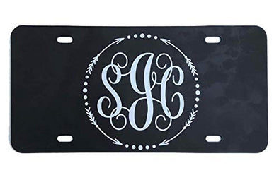Personalized Monogram Vanity Plate Circle Arrow Dot Design-WickedGoodz
