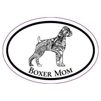 WickedGoodz Vinyl Black Boho Style Boxer Mom Decal - Dog Bumper Sticker - Perfect for Windows,Tumblers, Cups, Laptops, Cars, Trucks-WickedGoodz