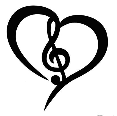 Custom Heart G Cleft Music Vinyl Decal - Music Bumper Sticker-WickedGoodz
