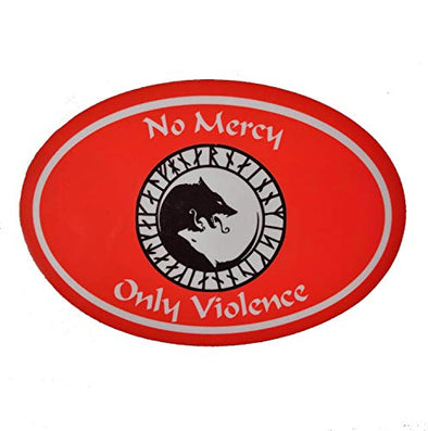 WickedGoodz Oval ÚLFHÉÐNAR Rune No Mercy Only Violence Wolf Vinyl Decal - Viking Bumper Sticker - Perfect Icelandic Scandinavian Gift-WickedGoodz
