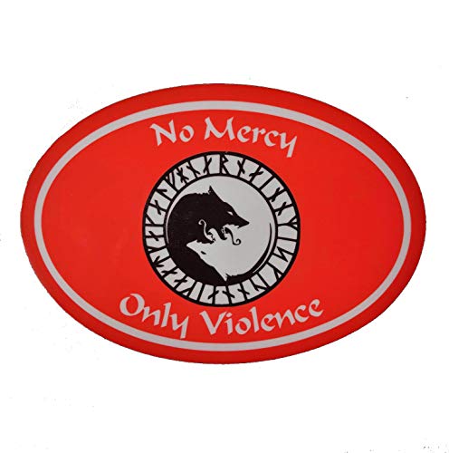 WickedGoodz Oval ÚLFHÉÐNAR Rune No Mercy Only Violence Wolf Vinyl Decal - Viking Bumper Sticker - Perfect Icelandic Scandinavian Gift-WickedGoodz