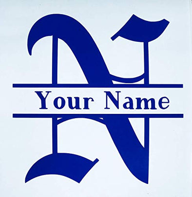 Custom Old English Split Monogram Family Initial Vinyl Decal - Personalized Bumper Sticker, for Tumblers, Laptops, Car Windows-WickedGoodz